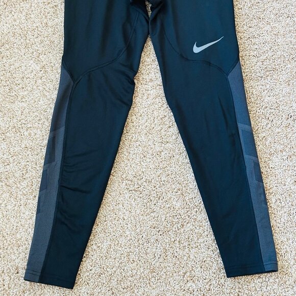 ⛷️ Nike ⛷️ Pro Men's Hyperwarm Compression Training Leggings/Tights Black/Gray - Picture 5 of 10